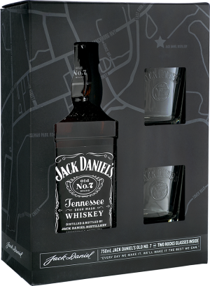 Jack Daniel's Old No. 7 Tennessee Whiskey Gift Set with Two Rocks Glasses |  Liquor Hub
